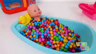 Baby Doll and Microwave Kitchen Applaince!! Learn Color with Candy!! Bathtime and Feeding Baby