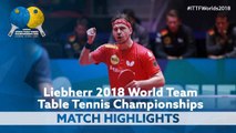 2018 World Team Championships Highlights | Timo Boll vs Jeoung Youngsik (1/2)
