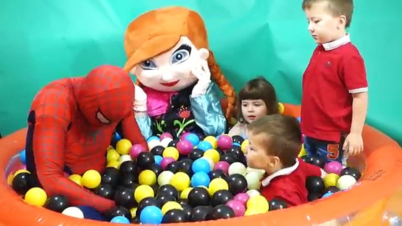 Babys balls pit Frozen Anna Spider man and Kinder surprises with Babys adventure funny kids video