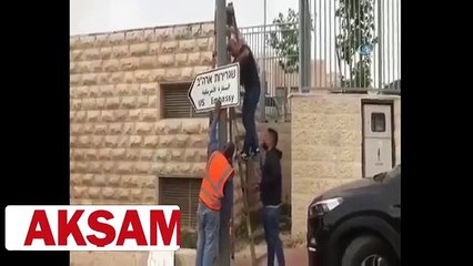 Kudüs’e ABD Büyükelçiliği tabelası