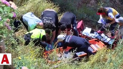Falezlerde korku dolu anlar... Düşüp böyle yaralandı