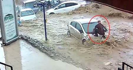 Ankara'daki Sel Felaketinden Yeni Görüntüler! Ölümden Kıl Payı Kurtuluş Kamerada