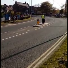 Cycling Crew Car Takes out Pedestrian Island