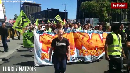 Opération coup de poing de cheminots à la gare Montparnasse à Paris