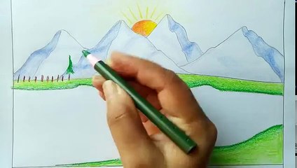 How to draw scenery of mountain Step by step (very easy)