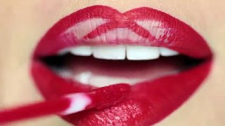 Hot Sexy Red Glitter Lips Makeup Tutorial