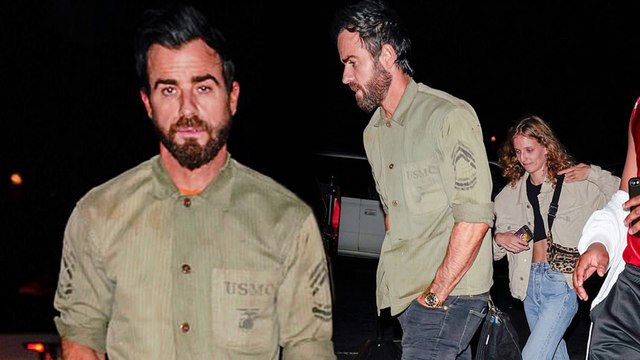 Justin Theroux flashes scruffy beard while with 'girlfriend' Petra Collins months after Jennifer Aniston split