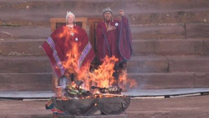 La antorcha de los XI Juegos Suramericanos se enciende en la antigua Tihuanaco