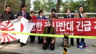 韩国民众抗议中日韩峰会 要求安倍道歉