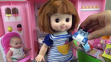 Baby Doll ice cream Refrigerator and Play doh toys