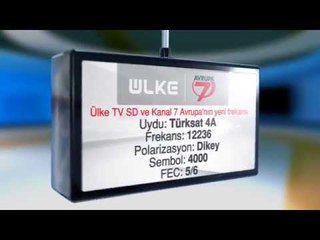 Kanal 7 Avrupa - Ülke TV SD  Frekansları