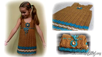♥ Сарафан крючком для девочки Горчица и бирюза • Пошаговый МК • Crocheted sundress for girl