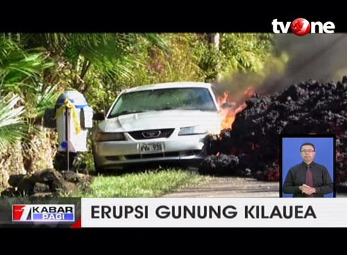 Terjangan Lahar Panas Erupsi Gunung Kilauea Hancurkan Mobil