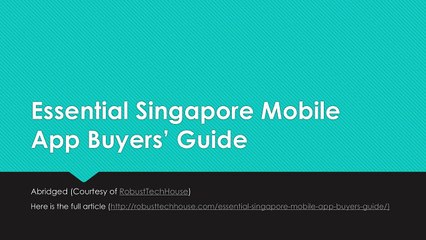 Essential Singapore Mobile App Buyers' Guide