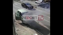 Report TV - Tiranë, makina përfshihet nga ​flakët në lëvizje, s'ka të lënduar