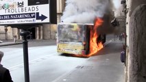 Bus bursts into flames in Rome