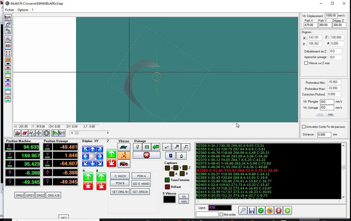 Test usinage 5 axes continu sur MultiCN CNC