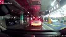 Dash-cam footage captures moment of underground car park collapse in China