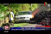 Hawaii: lava de volcán Kilauea devora un auto estacionado en la calle