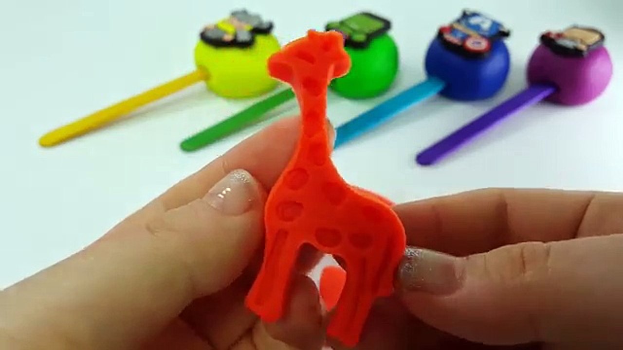 Play-Doh Superhero Lollipops Modelling Clay Finger Family Nursery Rhymes For Kids Learning Colors