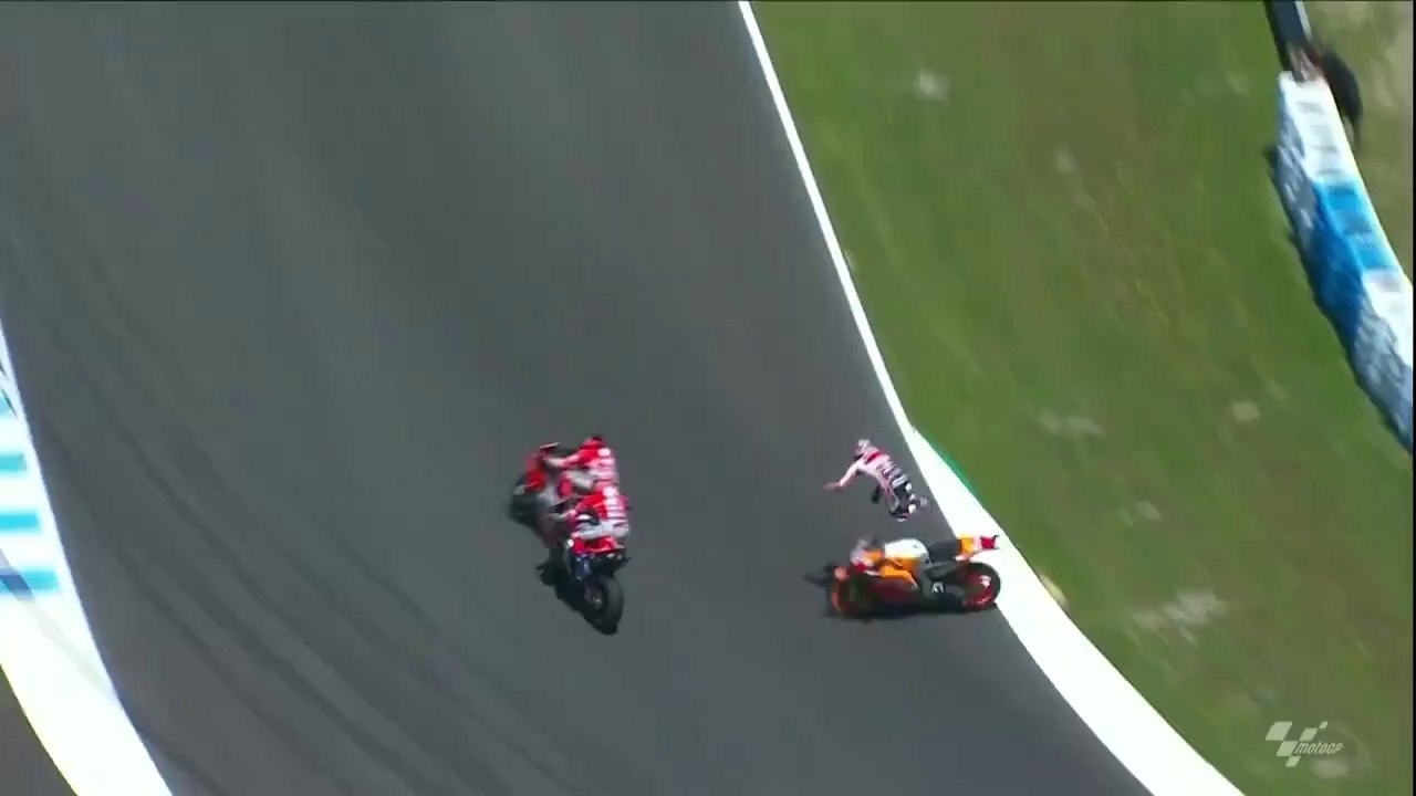 Spanish MotoGP Crash - Multiple Views