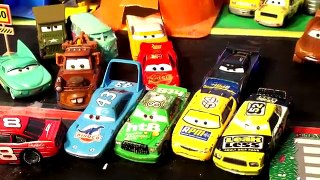 Cars 3 Car Races Lightning McQueen, Jackson Storm, Chick Hicks, The King, Miss Fritter and RPM 64