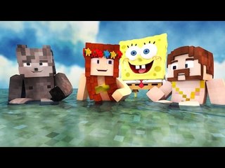 Minecraft: CONSTRUA OU MORRA - BRINCANDO COM O BOB ESPONJA!! (c/ Wolff e Miss)