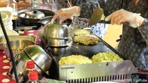 London Street Food from Japan. Okonomiyaki and Onigiri Cooked and Tasted in Brick Lane