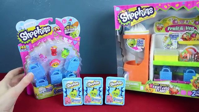 SHOPKINS!!! Shopkins Blind Baskets, 5 Pack, and Fruit & Veg Stand! Kinder Playtime