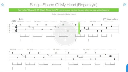 Shape of My Heart guitar tab