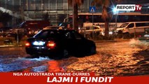 Report TV - Përmbytet autostrada Tiranë-Durrës, devijohet qarkullimi