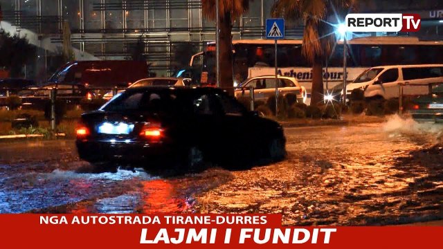 Report TV - Përmbytet autostrada Tiranë-Durrës, devijohet qarkullimi