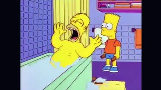 Bart hits homer so hard, homer becomes a singer