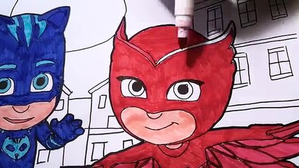 Скачать видео: PJ MASKS Coloring Pages | Coloring Catboy, Owlette and Gekko | Learn Colors for Kids