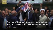 Insolite :  Lors d'un parlement en Iran, les députés allument un feu et font une chose dramatique au drapeau américain.