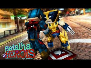 Minecraft : CAPTAIN AMERICA vs WOLVERINE - BATALHA DE HERÓI