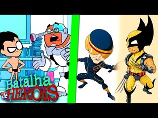 Minecraft : WOLVERINE e CYCLOPS vs ROBIN e CYBORG - BATALHA DE HERÓI ( X-Men vs Teen Titans )