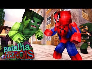 Minecraft : HULK E GAVIÃO ARQUEIRO vs SPIDER-MAN E ARROW - BATALHA DE HERÓI