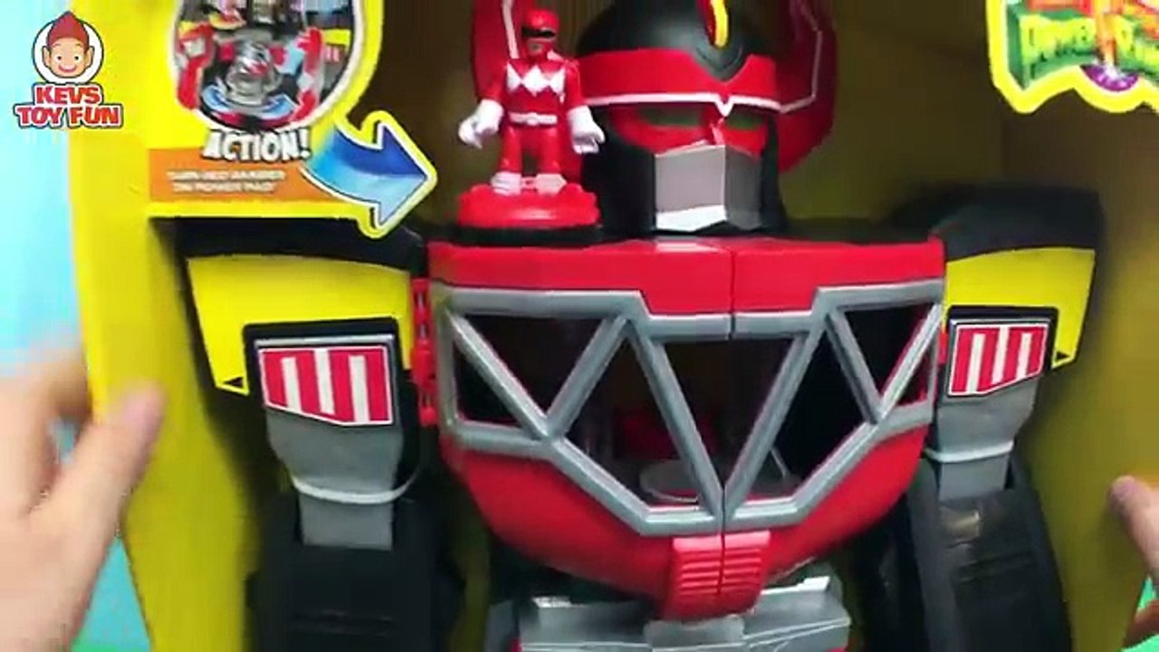 Imaginext Power Rangers Morphing Megazord Robot With Black Ranger and Red Ranger Unboxing Toy Video