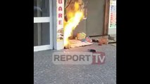 Report TV - Lezhë, rrjeti elektrik shpërthen në flakë në një njesi tregtare