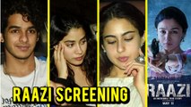 Raazi Movie Screening : Star Kids Janhvi Kapoor, Sara Ali Khan, Ishaan Khatter Support Alia Bhatt
