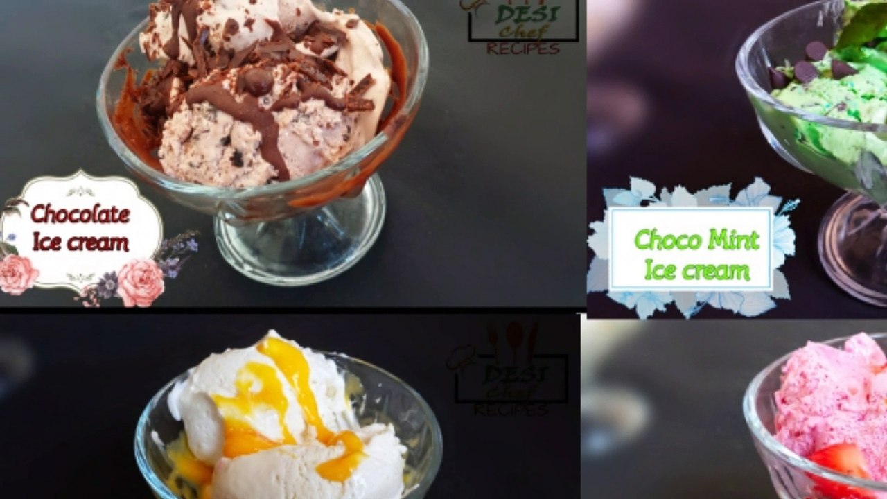 2 INGREDIENTS ICE CREAM BASE + 4 FLAVORS OF ICE CREAM WITHOUT MACHINE RECIPE