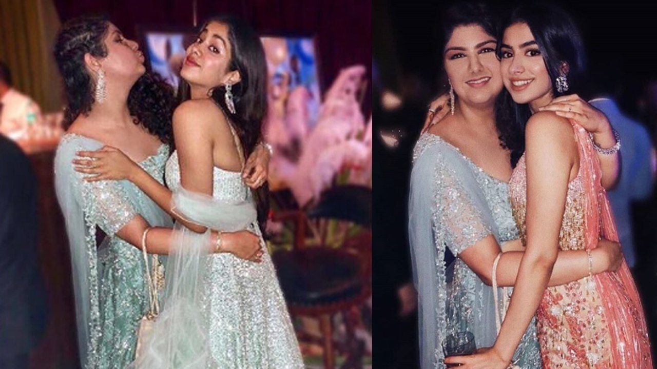 Jhanvi Kapoor, Khushi Kapoor BONDS with Anshula Kapoor at Sonam Kapoor Reception | FilmiBeat