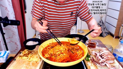 입짧은햇님의 먹방~!mukbang, eating show(대구뽈찜,오징어숙회,배추전 180509)