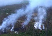 Aerial Footage Shows Lava Accumulations and Damage to Property in Puna, Hawaii