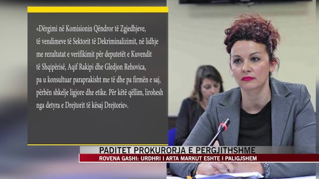 Rovena Gashi padit kryeprokuroren - News, Lajme - Vizion Plus