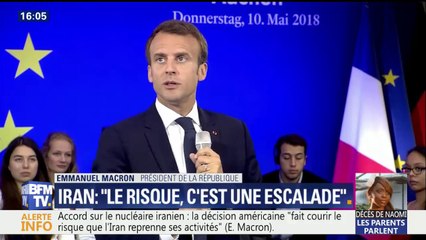 Nucléaire iranien : "N'abandonnons pas ce que nous avons fait et évitons toute escalade" dit Macron
