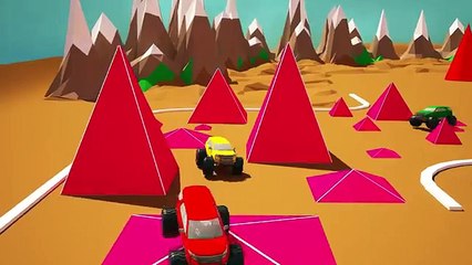 Download Video: Learn 3D Shapes And Race Monster Trucks | Monster Truck Stunts | Educational Cartoons For Children