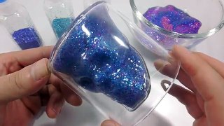 DIY How To Make Glitter Galaxy Skull Clay Slime Recipe Toys PomPom !! 해골 반짝이 갤럭시 액체괴물 만들기!! 액괴 클레이