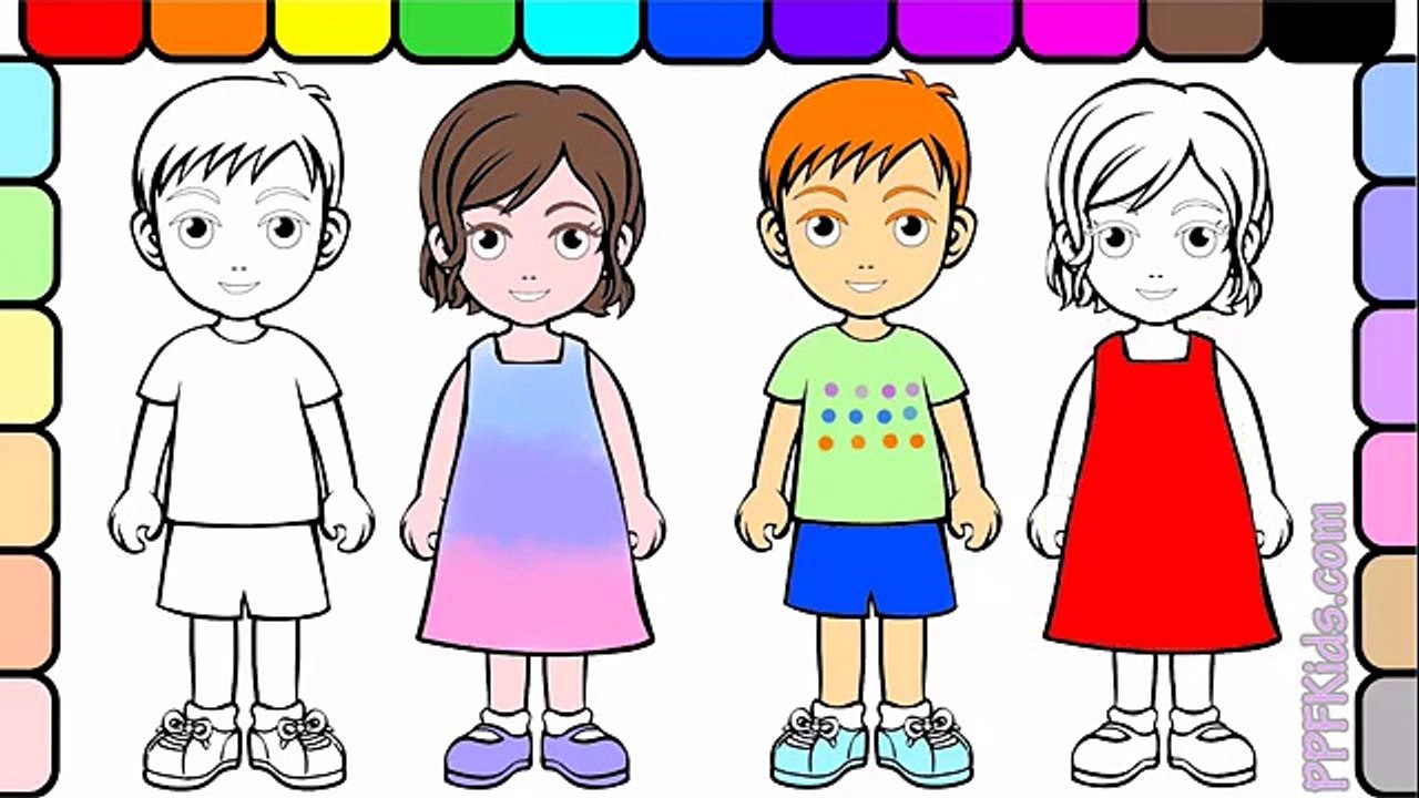 Learn How to Color People With Digital Coloring Book For Kids